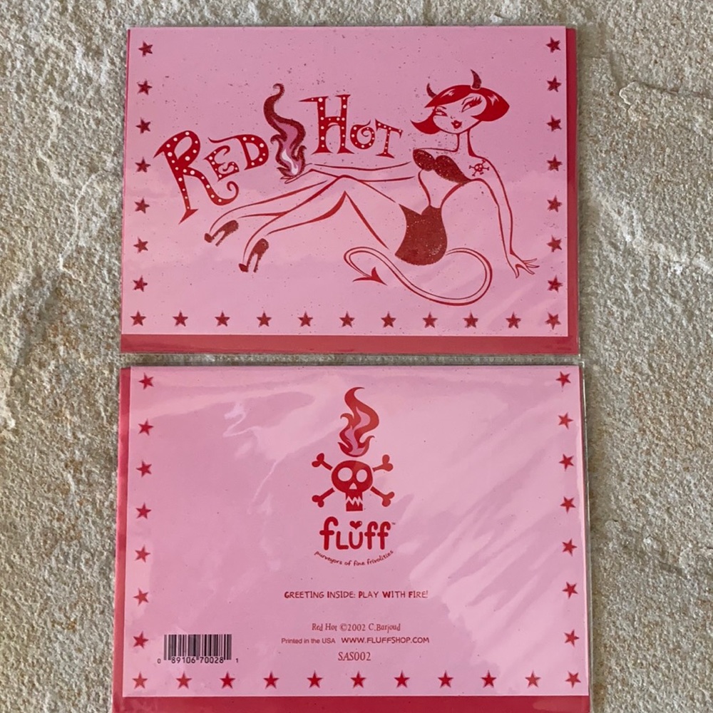 3 piece FLUFF “play with fire” greeting cards!
